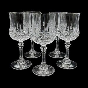 Vintage Cristal d'Arques LONGCHAMP Lead Crystal Wine Glasses Set Of 5